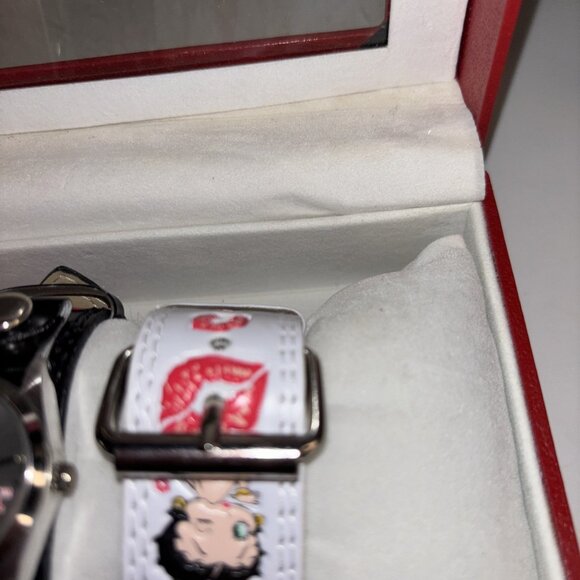 Vintage Betty Boop Watch W/ Leather Band Set of 3 - Pink,White & Black NEW RARE - Picture 7 of 16